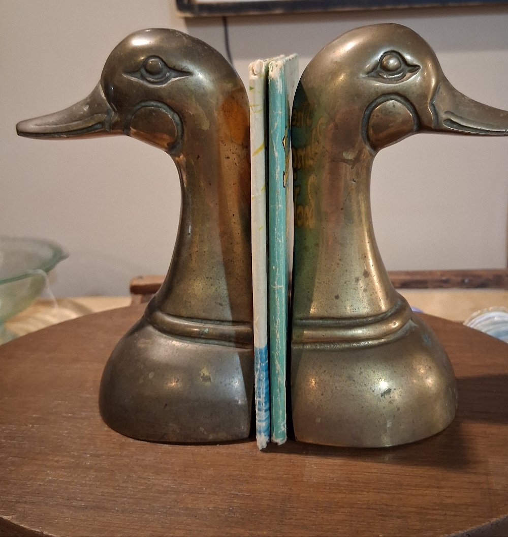Vintage Brass Duck Bookends